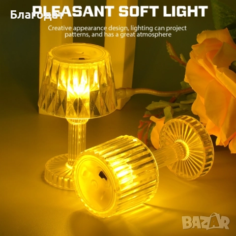 Мини LED нощна лампа с бутон за самозахранване на батерията, 8.5 см. НАЛИЧНА В ДВА ВАРИАНТА: С Трапе, снимка 2 - Настолни лампи - 52422831