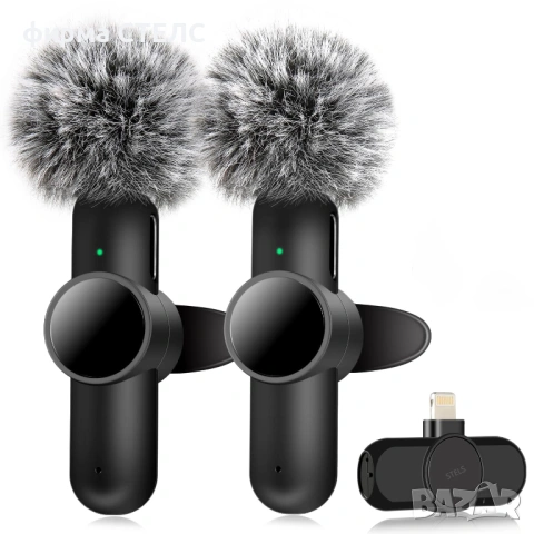 Безжичен микрофон тип брошка STELS J12 Dual за iPhone - 2 броя в комплект
