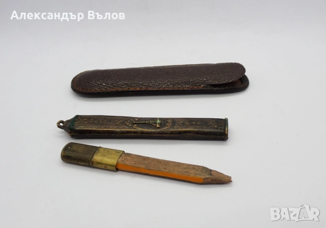 Стар Френски Месингов Държач за Моливи Айфеловата Кула Сувенир Париж