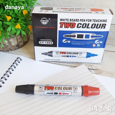 3048 Двустранен маркер за бяла дъска, черен и червен цвят, снимка 2 - Ученически пособия, канцеларски материали - 37863463