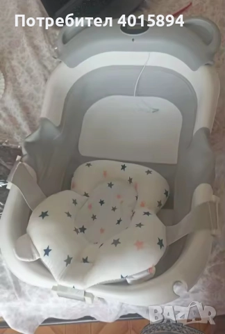 Сгъваема бебешка вана с термометър и възглавница, снимка 4 - За банята - 52998735