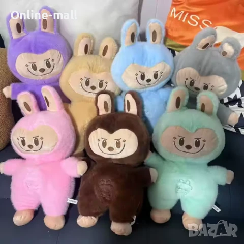 Интерактивна Дишаща плюшена играчка Лабубу 40см музикална, със светлина