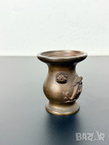 Китайска бронзова ваза / вазичка от XX век. №7792, снимка 3 - Антикварни и старинни предмети - 52927341