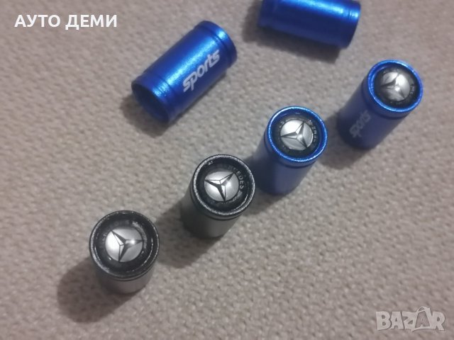 Черни или сини маркови капачки за вентили с емблеми Мерцедес Бенц mercedes benz кола автомобил джип, снимка 2 - Аксесоари и консумативи - 36773815