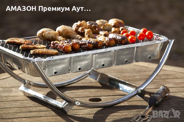 Asado Grill BBQ Dual Преносимо Барбекю,двойна стоманена рамка за незабавна скара/дървени въглища