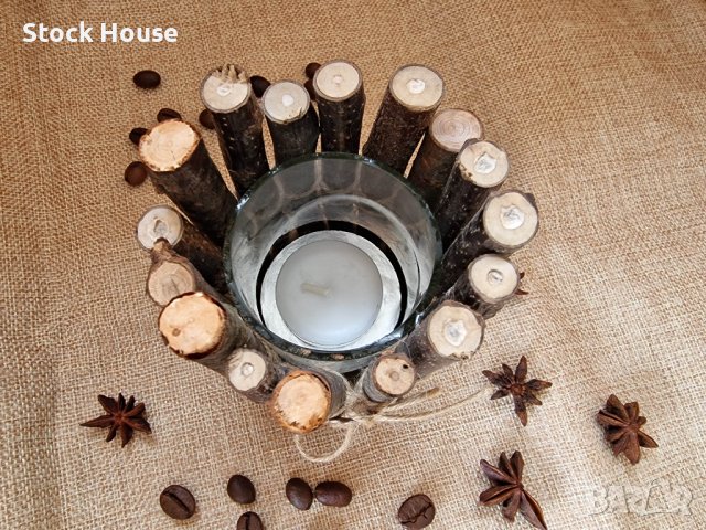 Свещник за чаена свещ от естествени материали, снимка 9 - Декорация за дома - 38600364