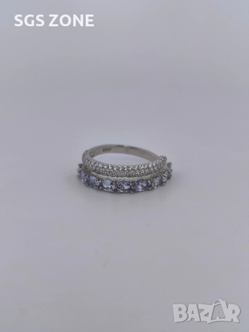 НЕЖЕН ПРЪСТЕН ОТ ТАЙЛАНД С ТАНЗАНИТ, снимка 2 - Пръстени - 52392915