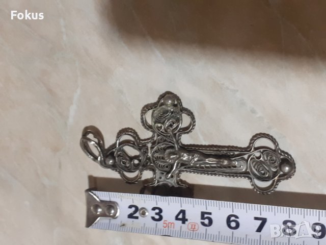 Стар метален възрожденски кръст - филигран, снимка 5 - Антикварни и старинни предмети - 43300669