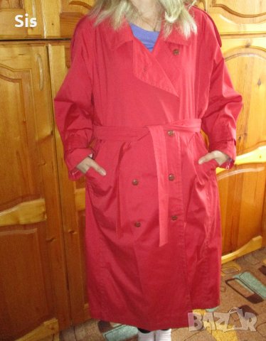 Дамски червен шлифер М, L, снимка 4 - Шлифери - 40068582