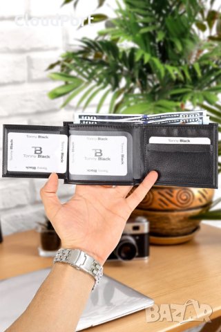 КОМПЛЕКТ ЗА МЪЖЕ, ПОРТФЕЙЛ, ДЖОБЕН НОЖ, ЗАПАЛКА, TONNY BLACK, ЧЕРЕН, снимка 2 - Портфейли, портмонета - 40276024