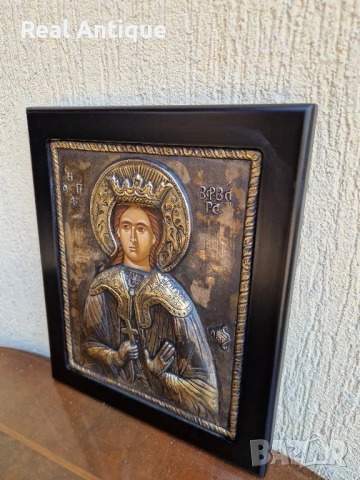 Красива антикварна сребърна икона със сертификат и маркировка , снимка 5 - Антикварни и старинни предмети - 51180056