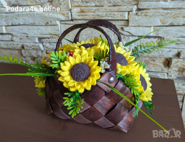 Ароматни сапунени слънчогледи в кошничка - носещи усещане за лято и уют , снимка 2 - Декорация за дома - 53463977