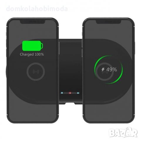 Двойно безжично зарядно Qi , 2 по 10 W 20x10 cm, За телефони и слушалки