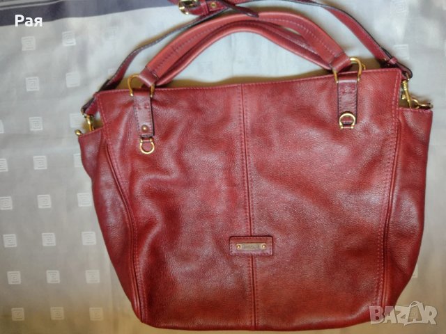 Кожена дамска голяма чанта в цвят бордо Cristhelen B, снимка 5 - Чанти - 50665365