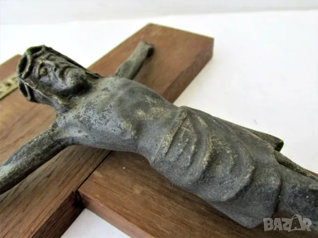 Стар голям кръст,разпятие за стена , снимка 2 - Антикварни и старинни предмети - 47910165