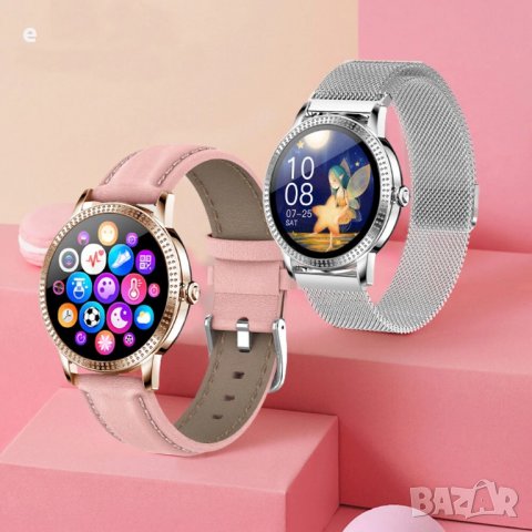 Стилен дамски смарт часовник Ултра тънък ,Водоустойчив,Цвят Розов НОВ, снимка 3 - Смарт гривни - 39735547