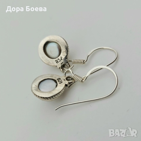 Сребърни обеци: "Луния", снимка 5 - Обеци - 52228911