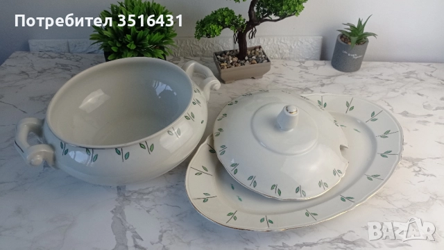 Комплект от супник с капак и чиния, снимка 4 - Прибори за хранене, готвене и сервиране - 51578570