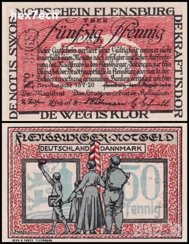 ❤️ Германия Flensburg 1920 50 пфенинга UNC нова ❤️