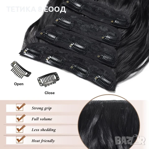 Дълги вълнообразни екстеншъни за коса с щипки за жени, снимка 13 - Аксесоари за коса - 50977841