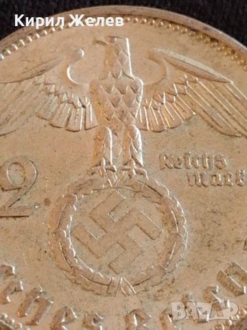 Сребърна монета 2 райхсмарки 1939г. Нацистка Германия Трети Райх с СХВАСТИКА за КОЛЕКЦИЯ 42063, снимка 9 - Нумизматика и бонистика - 43798602