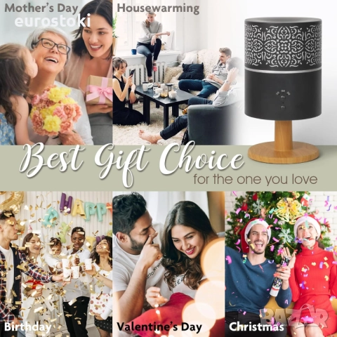 Earnest Living класически дифузер за нощна лампа за етерични масла, 260 мл, таймери, с автоматично , снимка 8 - Овлажнители на въздух - 52124504