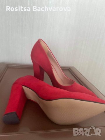 Червени обувки на ток, 37 номер, снимка 2 - Дамски елегантни обувки - 32578108