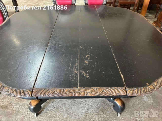 Антикварна маса със шест стола с красива дърворезба , снимка 8 - Антикварни и старинни предмети - 51444397