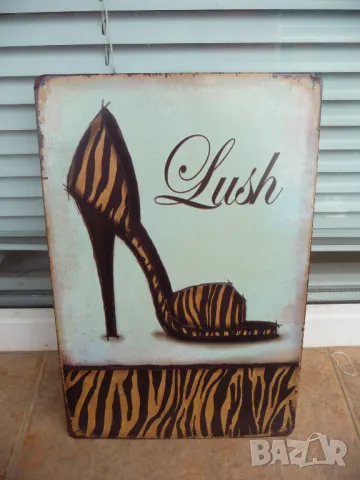 Метална табела мода Дамски обувки модерни леопард зебра кожа висок ток модерни