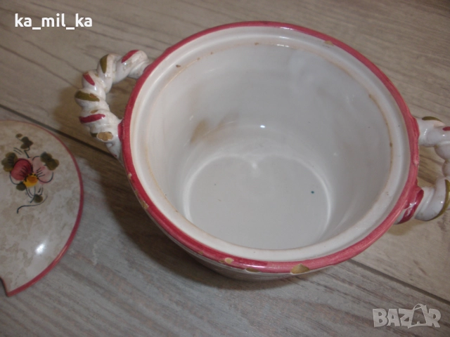 Захарница, глазирана керамика, снимка 5 - Сервизи - 52916009