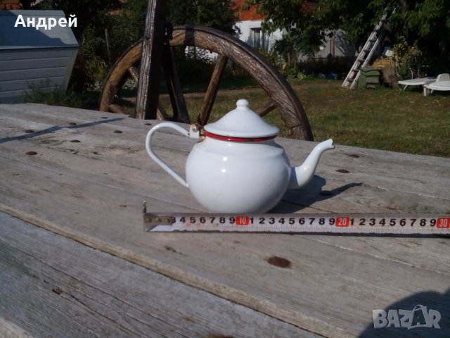 Стар емайлиран чайник #11, снимка 3 - Антикварни и старинни предмети - 26843513