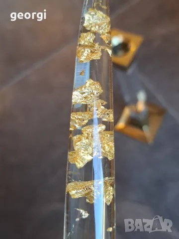 бронзов свещник с декоративна свещ със златни люспи  7/4, снимка 11 - Декорация за дома - 49820492