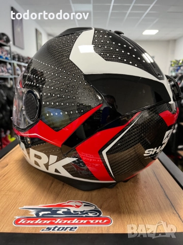 Мото каска SHARK SPARTAN CARBON RAVE ,вградени очила,S 55-56см, снимка 4 - Аксесоари и консумативи - 51464366