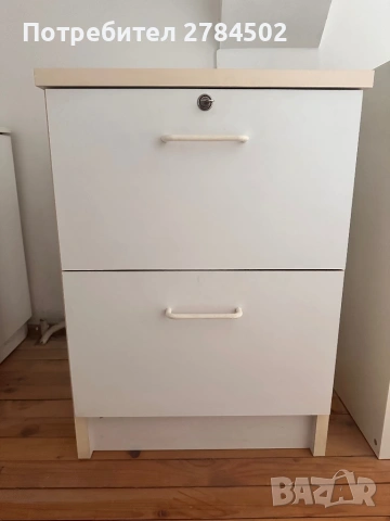 Бяло шкафче с две чекмеджета - 53х46х74 см, снимка 2 - Шкафове - 53218747