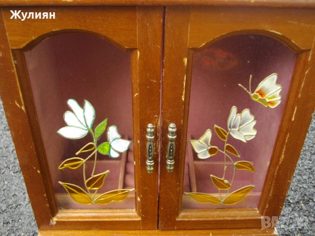  СТАРА ДЪРВЕНА КУТИЯ ЗА БИЖУТА ШКАФ, снимка 2 - Антикварни и старинни предмети - 40389248