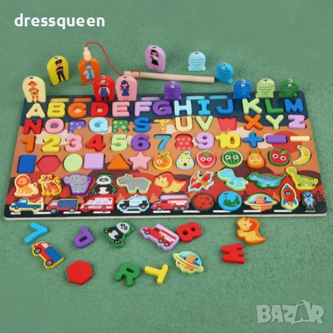 3572 Игра за сортиране с дървени фигурки и магнитен риболов, снимка 9 - Образователни игри - 37773296