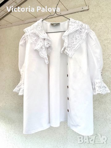 Ексклузивна риза(блуза),лен,кроше., снимка 6 - Ризи - 33201829