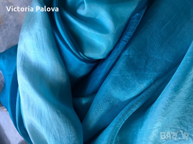 Шал от копринен шифон с цветен градиент, снимка 6 - Шалове - 27213975