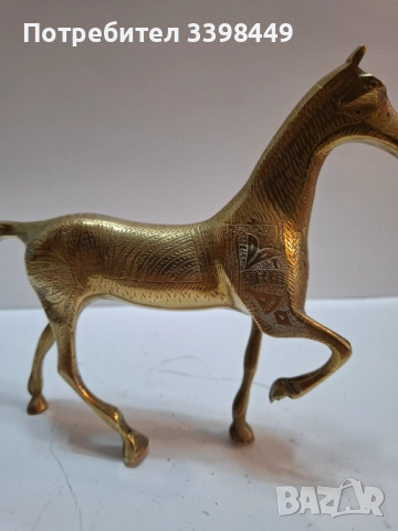 Винтидж месингова статуетка на кон , снимка 8 - Статуетки - 52681356