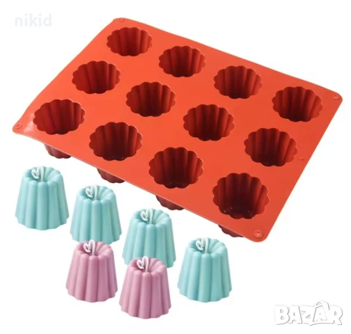 12 бр тип чашки капсули Мус кексчета мъфини пудинг желе свещ силиконов молд форма гипс, снимка 4 - Форми - 51141348