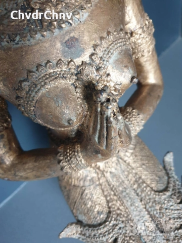 50см-8кг будистка фигура/стара азиатска-тайландска бронзова скулптура/статуетка на божество/ангел, снимка 9 - Антикварни и старинни предмети - 52457047