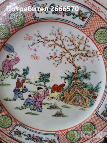 Стара китайска декоративна чиния китайски порцелан , снимка 3 - Антикварни и старинни предмети - 38784720