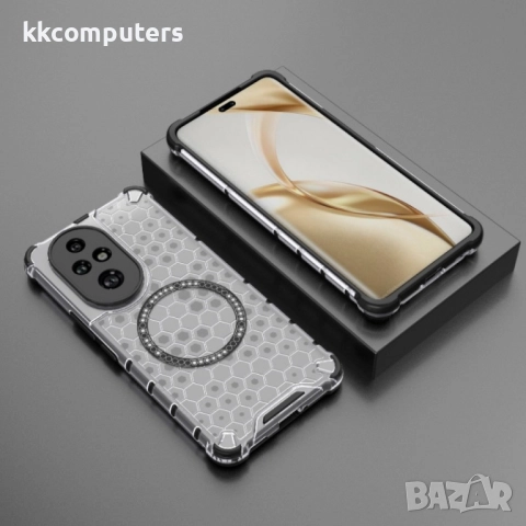 Honor 200 Pro 5G Силиконов Калъф Honeycomb TPU и Протектор