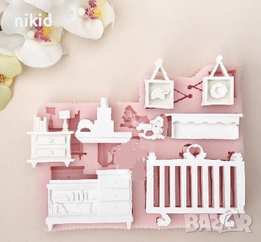 Бебешка стая кошара рамки шкаф пано силиконов молд форми за фондан гипс шоколад украса декор пано, снимка 1 - Форми - 40027891