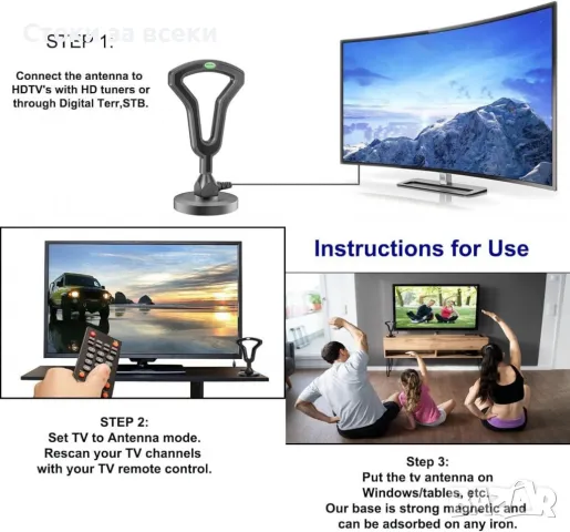 Цифрова антена HDTV с усилвател и магнитна основа, 36 DBI, снимка 8 - Друга електроника - 49173556