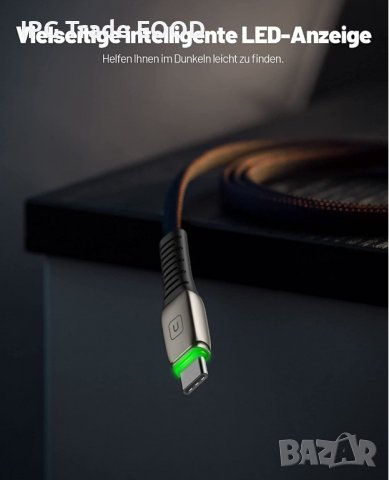 3.1A QC USB Type C кабел 0.5 , 1 и 2 метра с подсветка бързо зареждане, снимка 4 - USB кабели - 37063473