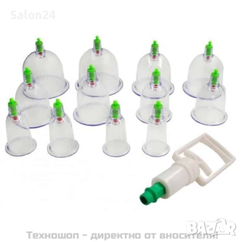 Вакуумни вендузи за вакуум терапия с помпа - комплект от 12 броя, снимка 2 - Масажори - 52224458
