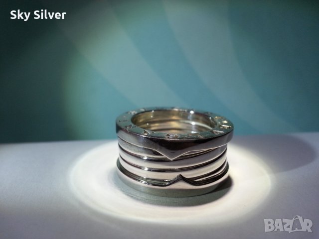 Сребърен пръстен пружина, по модел на BVLGARI, снимка 3 - Пръстени - 28045050
