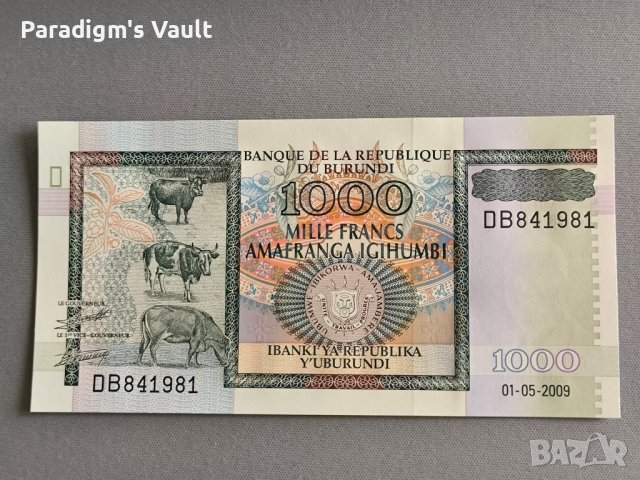 Банкнота - Бурунди - 1000 франка UNC | 2009г., снимка 1 - Нумизматика и бонистика - 43999534