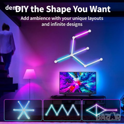 KOBAIBAN LED светлинни панели, смарт стенна лампа, 6 броя, снимка 7 - Лед осветление - 43570417